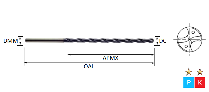 10.5mm 10xD Carbide Through Coolant Drill TiAlN Coated